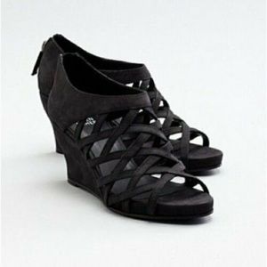 Eileen Fisher Black Wedge Sandals